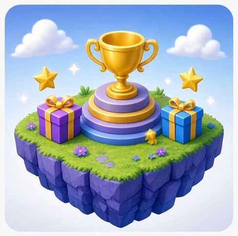 Кубок на подиуме среди подарков и звёзд — сценарий «играй и выигрывай»